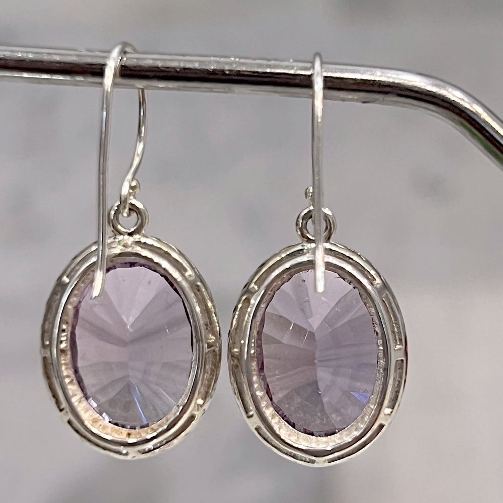Rose de France Amethyst Sterling Silver Dangle Earrings - Picture 6 of 8